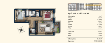 Prodej bytu 3+kk v osobním vlastnictví 74 m², Plzeň