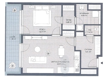 Pronájem bytu 2+kk v osobním vlastnictví 54 m², Praha 9 - Letňany