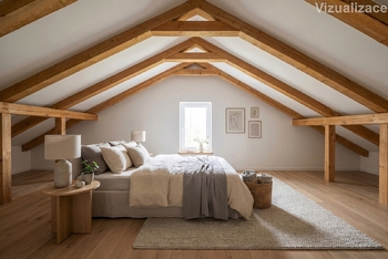 Nedodělaný pokoj podkroví - Prodej domu 121 m², Hobšovice