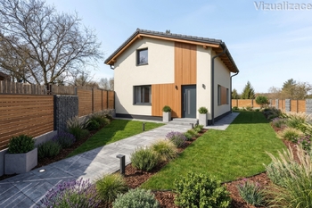 Dům s fasádou - vizualizace - Prodej domu 121 m², Hobšovice