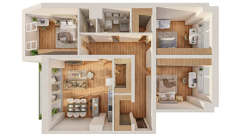 Orientační půdorys - Prodej bytu 4+kk v osobním vlastnictví 134 m², České Budějovice