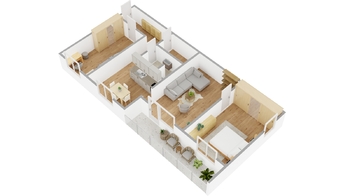 půdorys bytu - Prodej bytu 3+1 v družstevním vlastnictví 77 m², Hradec Králové