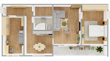 půdorys bytu - Prodej bytu 3+1 v družstevním vlastnictví 77 m², Hradec Králové