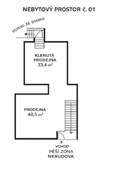 Půdorys - Pronájem obchodních prostor 82 m², Písek
