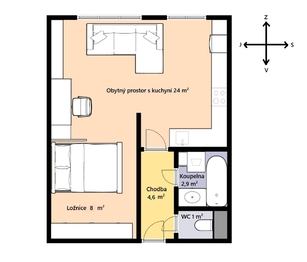 Prodej bytu 1+kk v osobním vlastnictví 41 m², Praha 9 - Letňany