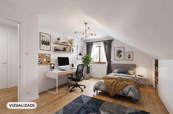 Horní patro pokoj 2 - vizualizace - Prodej domu 323 m², Dolní Břežany