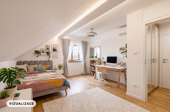 Horní patro - pokoj vizualizace - Prodej domu 323 m², Dolní Břežany