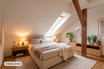 Horní patro ložnice - vizualizace - Prodej domu 323 m², Dolní Břežany