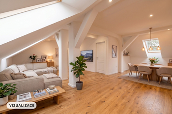 Horní patro obývací pokoj - vizualizace - Prodej domu 323 m², Dolní Břežany