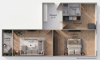Prodej bytu 2+1 v osobním vlastnictví 70 m², Praha 4 - Kamýk