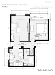 Půdorys - Prodej bytu 2+1 v osobním vlastnictví 49 m², Kamenný Most