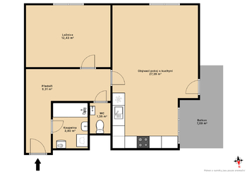 Pronájem bytu 2+kk v osobním vlastnictví 55 m², Šestajovice