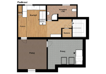 část podkroví - Prodej domu 255 m², Praha 4 - Braník