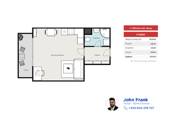 Pronájem bytu 1+kk v osobním vlastnictví 32 m², Praha 10 - Uhříněves