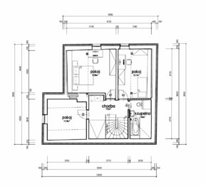 půdorys podkroví - Prodej domu 204 m², Krňany