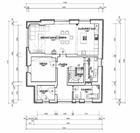 půdorys přízemí - Prodej domu 204 m², Krňany