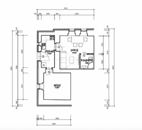 půdorys suterénu - Prodej domu 204 m², Krňany