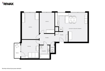 Plánek bytu - Pronájem bytu 4+kk v osobním vlastnictví 75 m², Praha 8 - Libeň