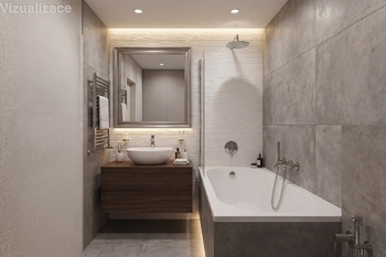 Koupelna - vizualizace - Prodej bytu 3+1 v družstevním vlastnictví 72 m², Praha 4 - Michle