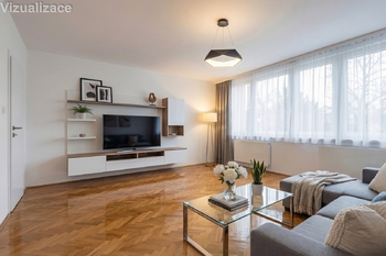 Obývák - vizualizace - Prodej bytu 3+1 v družstevním vlastnictví 72 m², Praha 4 - Michle