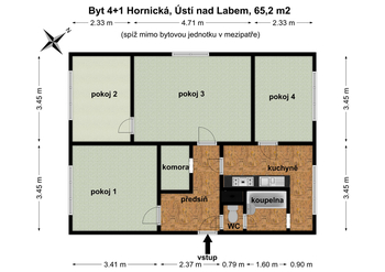 Prodej bytu 4+1 v osobním vlastnictví 65 m², Ústí nad Labem