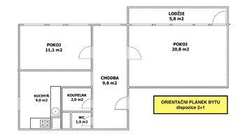 Pronájem bytu 2+1 v osobním vlastnictví 53 m², Kladno