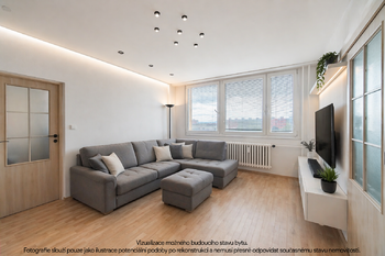 Vizualizace obývací pokoj - Prodej bytu 4+1 v osobním vlastnictví 82 m², Praha 8 - Bohnice