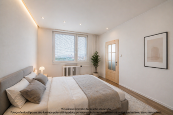 Vizualizace ložnice - Prodej bytu 4+1 v osobním vlastnictví 82 m², Praha 8 - Bohnice