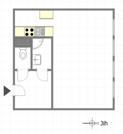 plánek - Pronájem bytu 1+kk v osobním vlastnictví 34 m², Chotětov