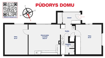 Půdorys domu - Prodej domu 78 m², Bříza