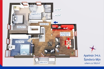 Prodej bytu 3+kk v osobním vlastnictví 107 m², Špindlerův Mlýn