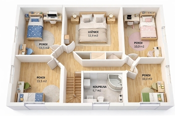 půdorys 2. NP - Prodej domu 175 m², Lhota