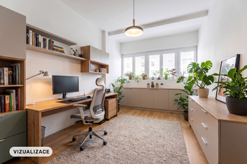 Vizualizace pracovny - pokoj 1 - Prodej bytu 3+1 v osobním vlastnictví 103 m², Praha 4 - Nusle
