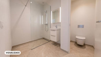 Vizualizace koupelny - Prodej bytu 3+1 v osobním vlastnictví 103 m², Praha 4 - Nusle