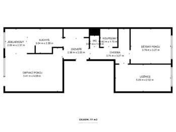 orientační půdorys - Prodej bytu 3+1 v osobním vlastnictví 76 m², Praha 5 - Stodůlky
