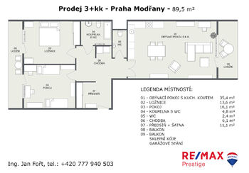 Prodej bytu 3+kk v osobním vlastnictví 90 m², Praha 4 - Modřany
