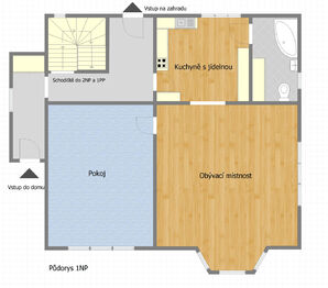 Půdorys 1NP - Prodej domu 197 m², Nový Bor