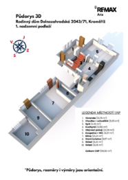 Půdorys 3D - 1.NP - Prodej domu 259 m², Kroměříž
