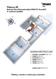 Půdorys 3D - 2.NP - Prodej domu 259 m², Kroměříž