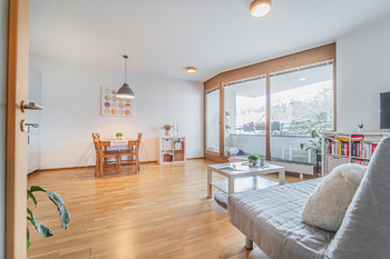 obývací pokoj se vstupem na terasu - Pronájem bytu 2+kk v osobním vlastnictví 51 m², Praha 8 - Libeň