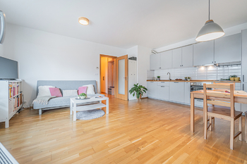 obývací pokoj s kuchyňským koutem - Pronájem bytu 2+kk v osobním vlastnictví 51 m², Praha 8 - Libeň