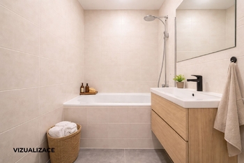 Koupelna - vizualizace - Prodej bytu 2+1 v osobním vlastnictví 49 m², Slaný