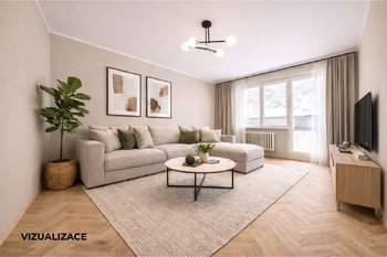 Obývací pokoj - vizualizace - Prodej bytu 2+1 v osobním vlastnictví 49 m², Slaný