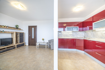 Kuchyně a obývací pokoj - Pronájem bytu 1+1 v osobním vlastnictví 34 m², Praha 4 - Krč