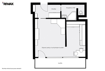 Plánek - Pronájem bytu 1+1 v osobním vlastnictví 34 m², Praha 4 - Krč