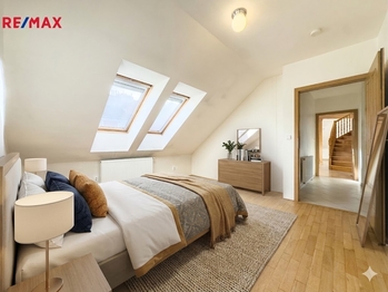 Vizualizace ložnice - Prodej bytu 5+1 v osobním vlastnictví 135 m², Praha 5 - Smíchov
