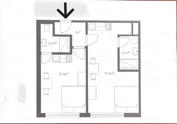 Půdorys - Prodej kancelářských prostor 45 m², Praha 8 - Střížkov