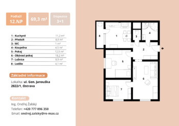 Prodej bytu 3+1 v družstevním vlastnictví 70 m², Ostrava