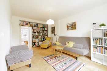 Obývák  - Prodej bytu 2+kk v osobním vlastnictví 50 m², Praha 10 - Záběhlice