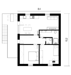 Půdorys 2 Nadpodlaží - Prodej domu 90 m², Hulín